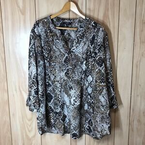 Cocomo Snake V-Neck 3/4 Sleeve Blouse 3X